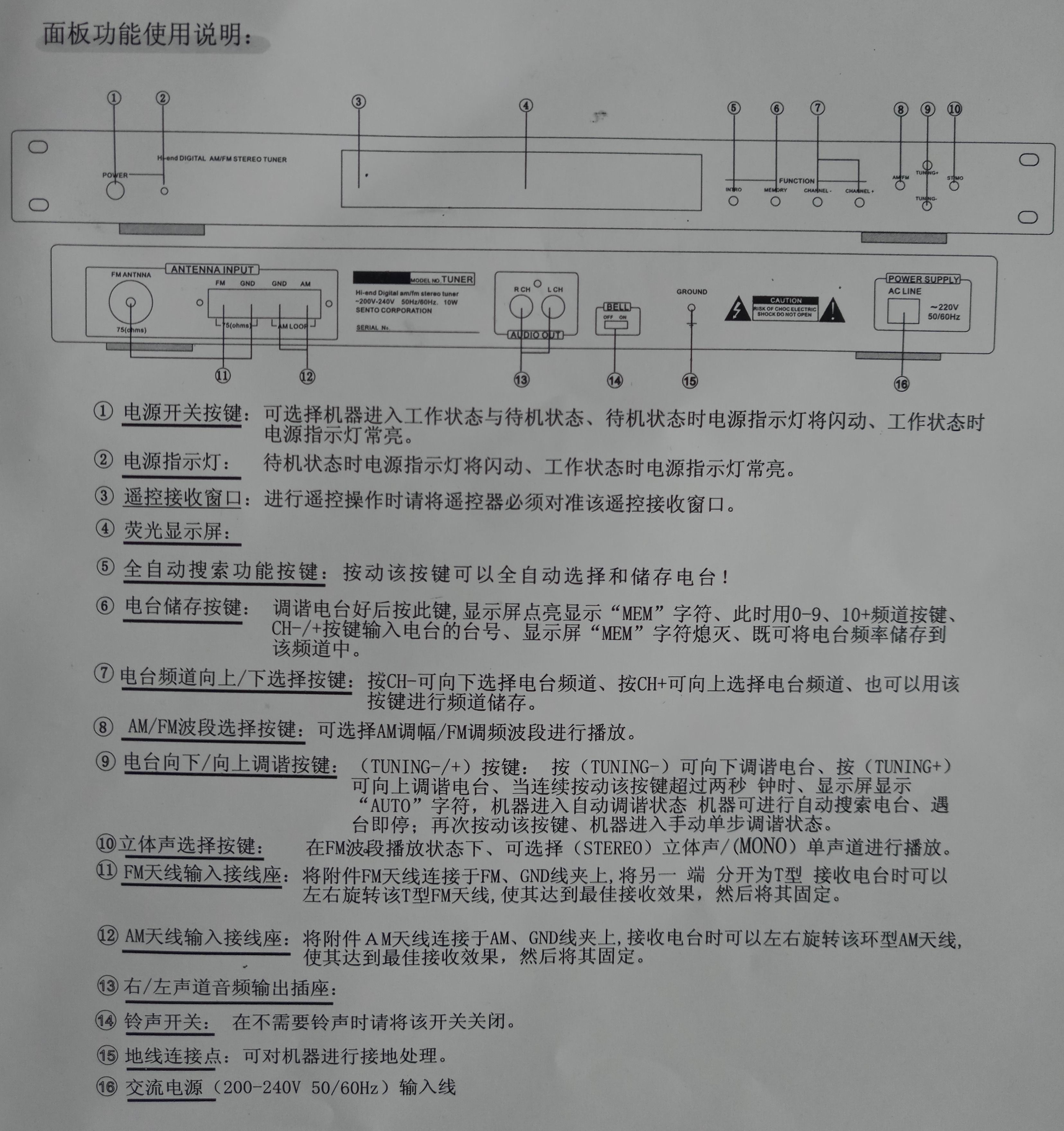 JNV高保真AF/FM立體聲數(shù)碼調(diào)諧器